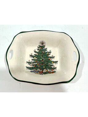 Vintage CUTHBERTSON Original Christmas Tree Handled Candy Nut Dish Bowl
